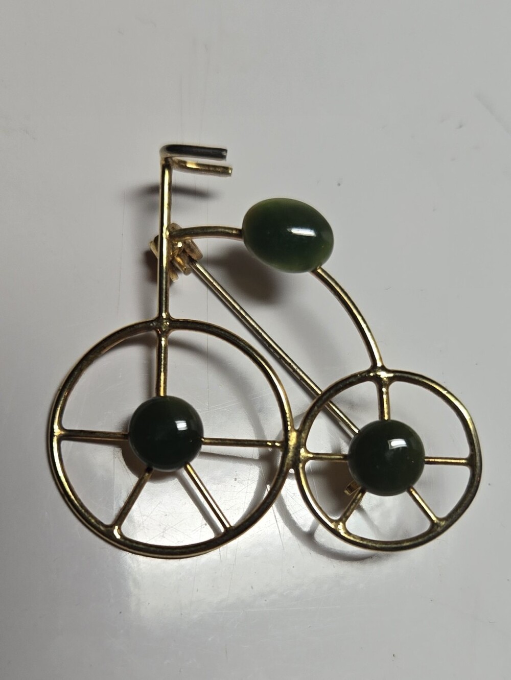 BC Jade Gold-Tone Bicycle Brooch